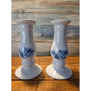 Vintage Jay Company Corelle Blue and White Candle Sticks